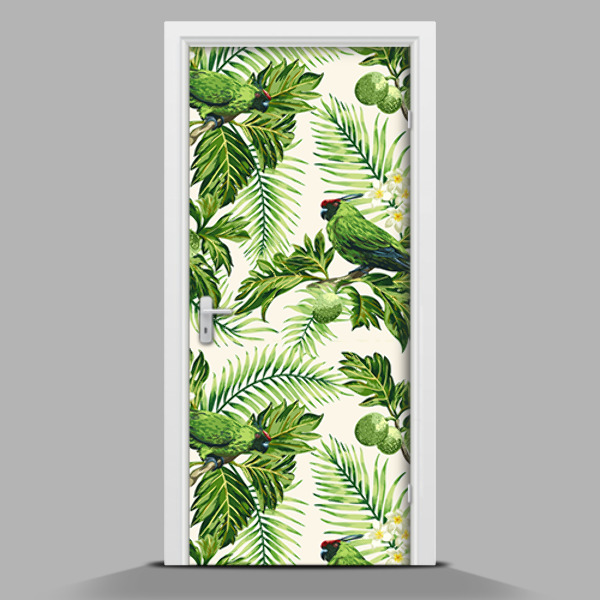 Self adhesive door sticker Tropical flowers