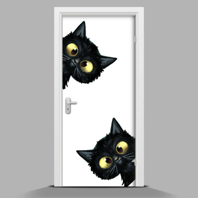 Self adhesive door sticker Two cats