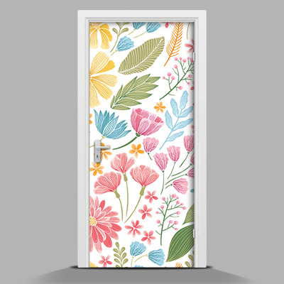 Door mural Drawed flowers