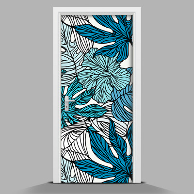 Door sticker mural Blue flowers