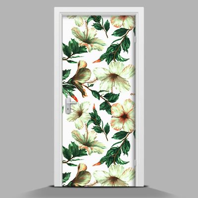 Door mural White flowers