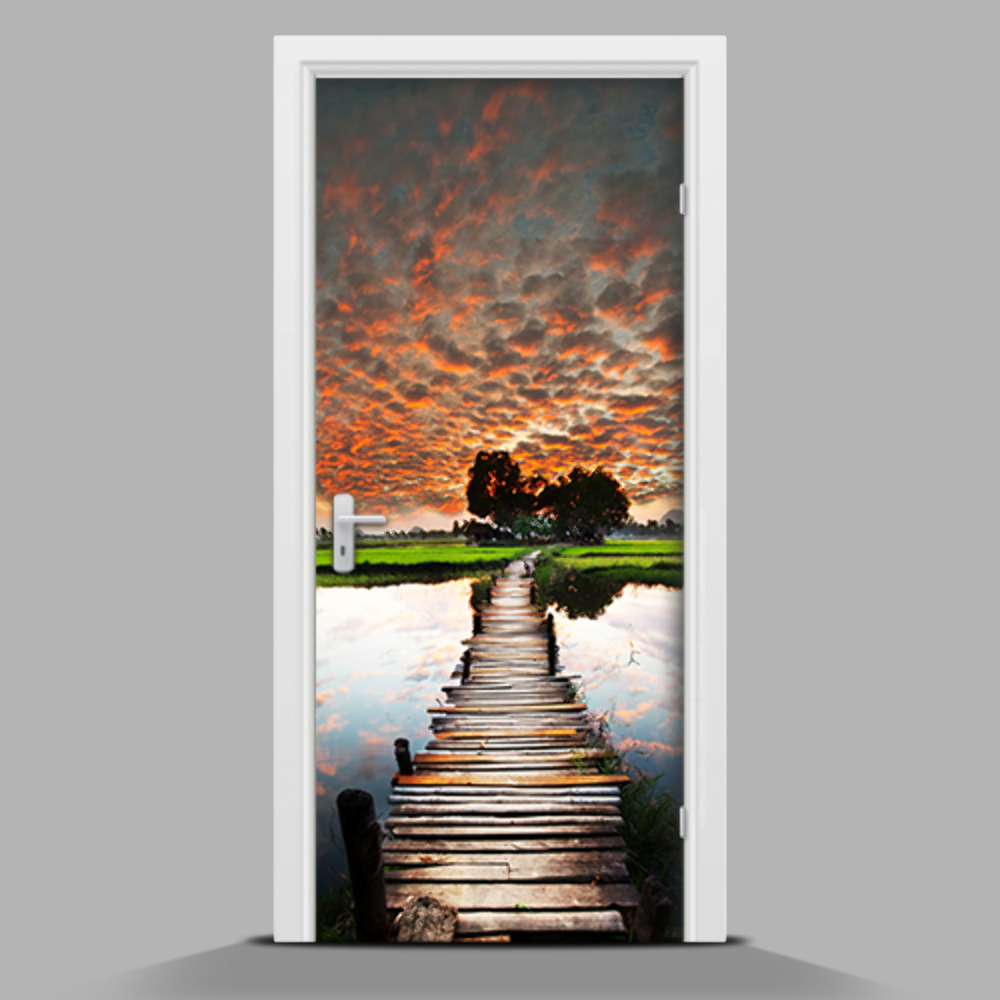 Door mural Sunset on the river