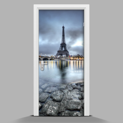 Door mural sticker Eiffel tower with dawn