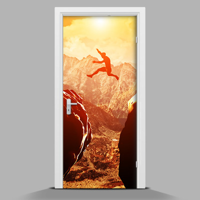 Door mural sticker Jump through the mountains