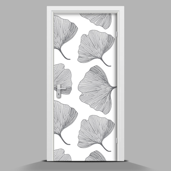 Door mural sticker Black and white fans