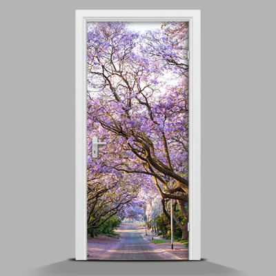 Door mural sticker Avenue among lavender trees