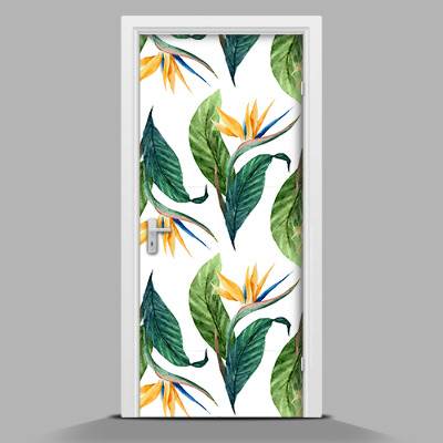 Door mural sticker Tropical flowers