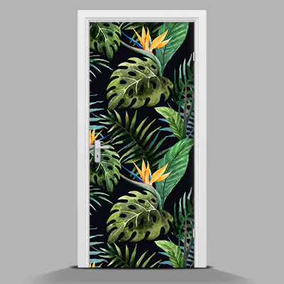 Door sticker mural Palm leaves on a dark background