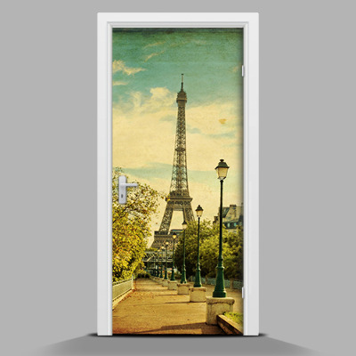 Door mural sticker Eiffel Retro tower