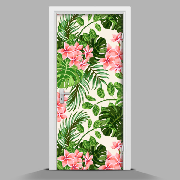 Door mural sticker Delicate pink flowers