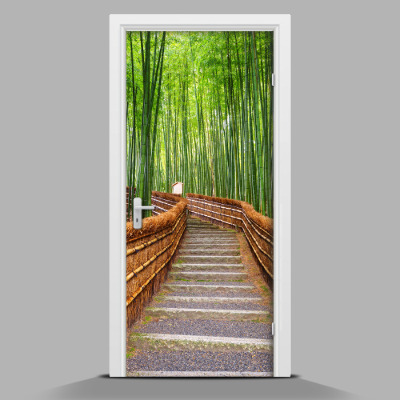 Door mural sticker A path among bamboo