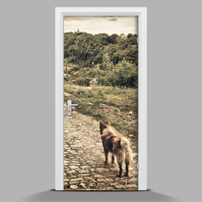 Door sticker mural Dog in the mountains