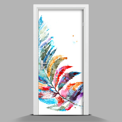 Door sticker mural Colored leaf