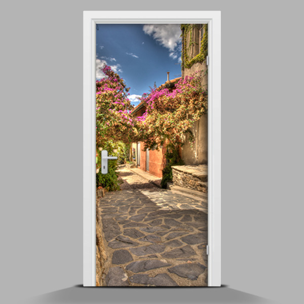 Door wallpaper Greek town