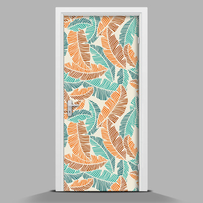 Self adhesive door sticker Colorful leaves