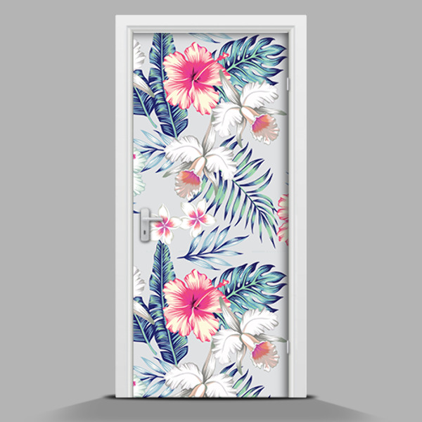 Door sticker Pastel flowers