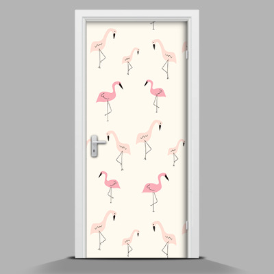 Self adhesive door sticker Small flamingos