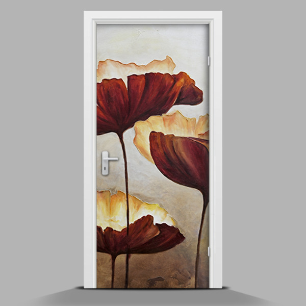 Door sticker Drawn flowers