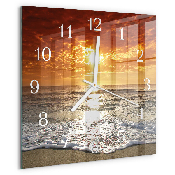 Square wall clock Beach Sea