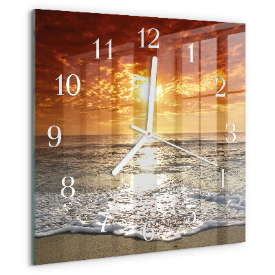 Square wall clock Beach Sea