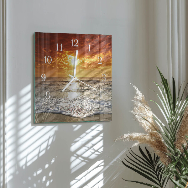 Square wall clock Beach Sea