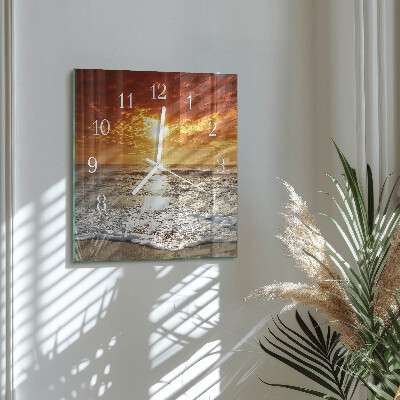 Square wall clock Beach Sea