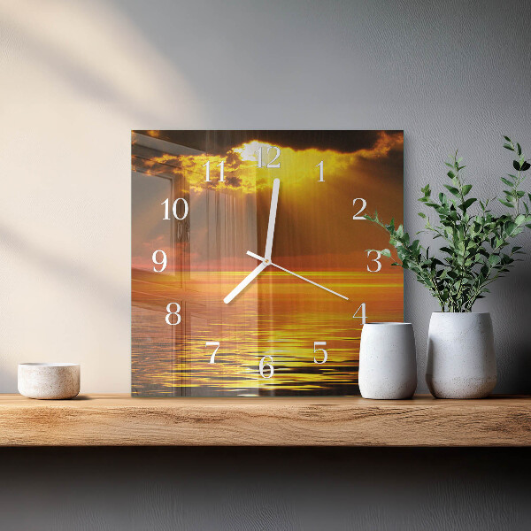 Square wall clock Sunset