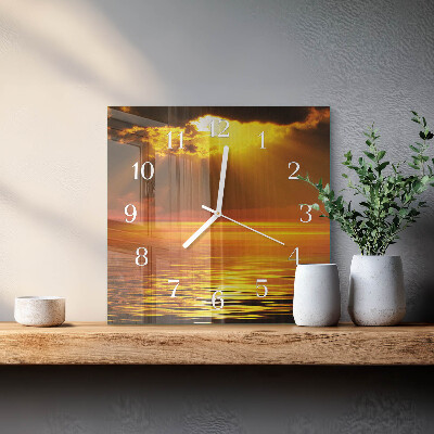 Square wall clock Sunset