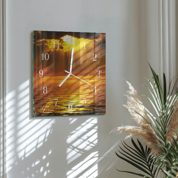 Square wall clock Sunset