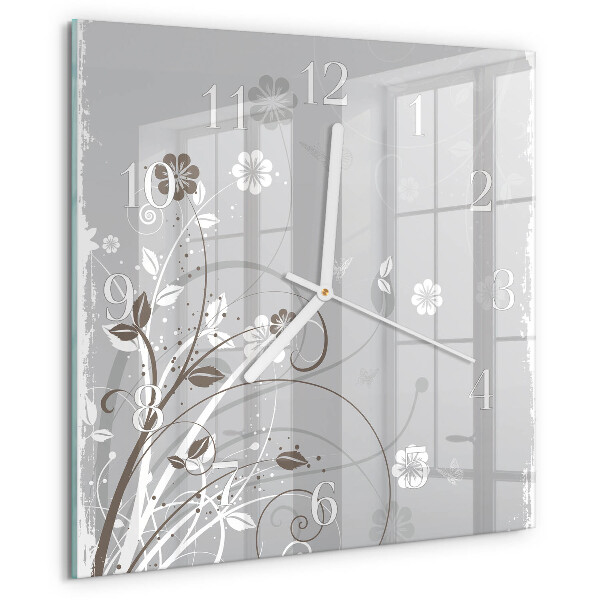 Square wall clock Flowers