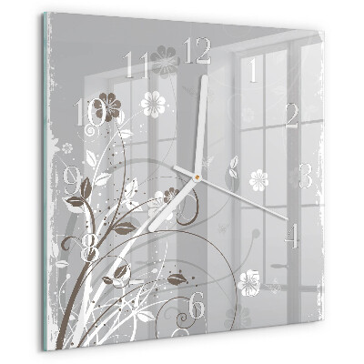 Square wall clock Flowers