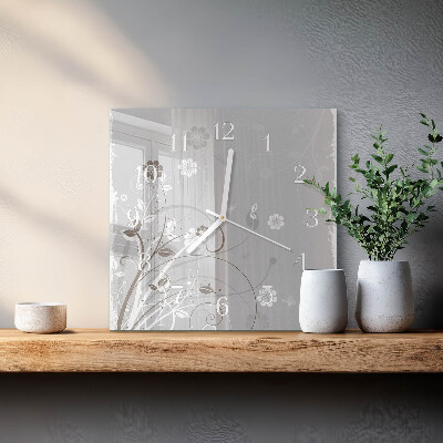 Square wall clock Flowers