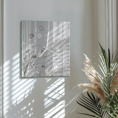 Square wall clock Flowers