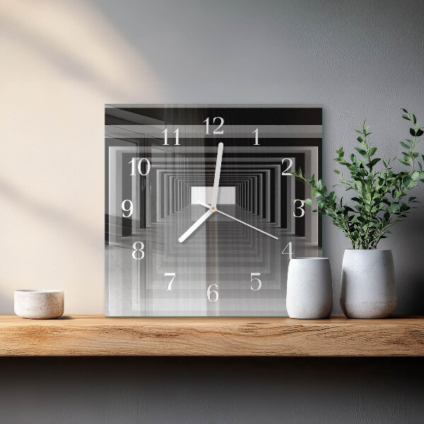Square wall clock 3D tunnel