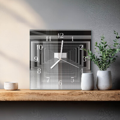 Square wall clock 3D tunnel