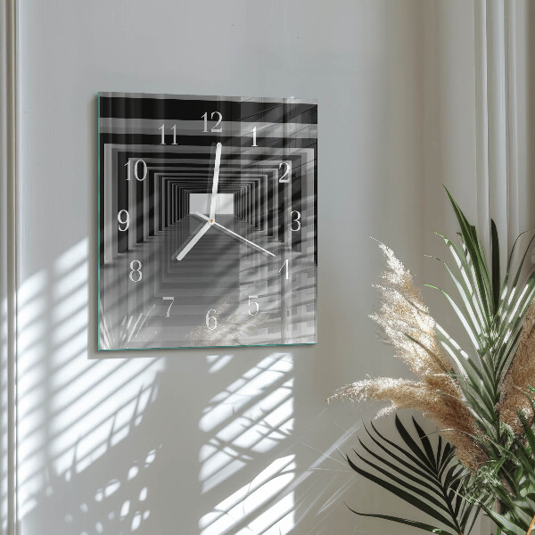 Square wall clock 3D tunnel