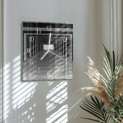 Square wall clock 3D tunnel
