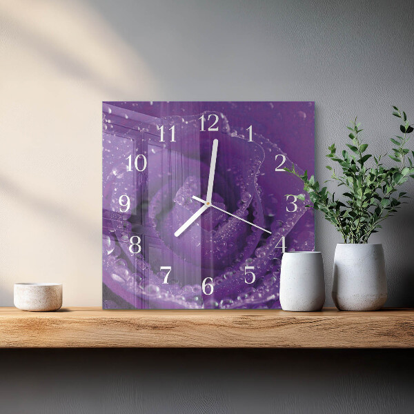 Square wall clock Rose