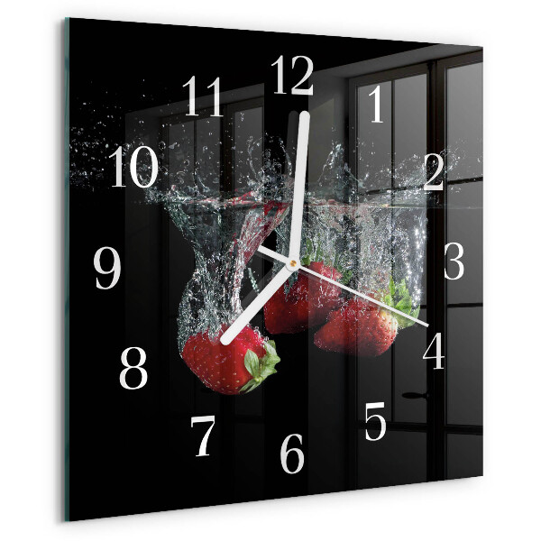 Square wall clock Strawberries