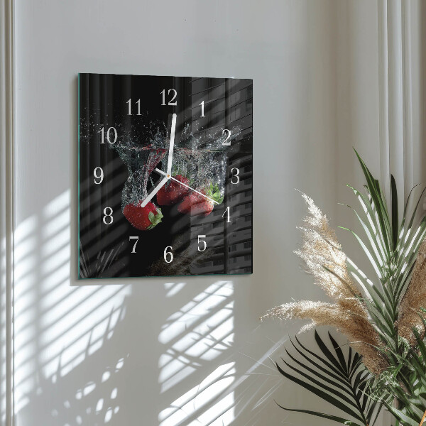 Square wall clock Strawberries
