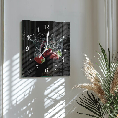 Square wall clock Strawberries
