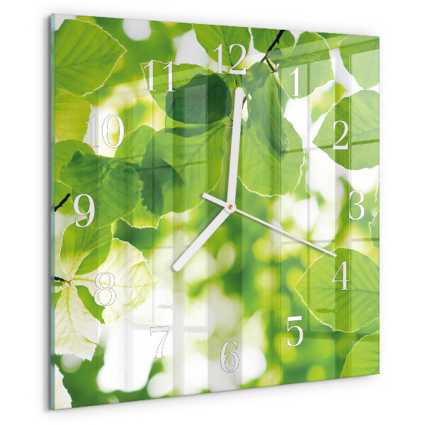 Square wall clock Leaves