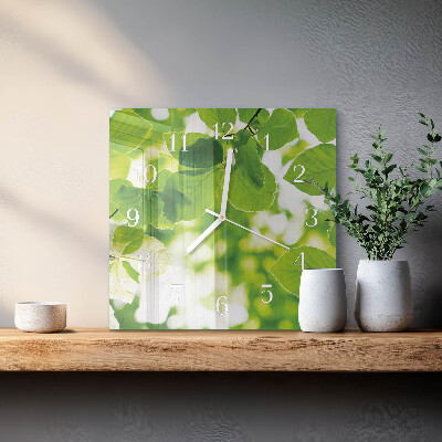 Square wall clock Leaves