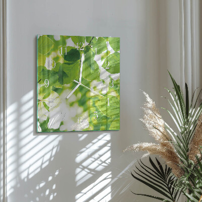 Square wall clock Leaves