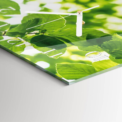 Square wall clock Leaves