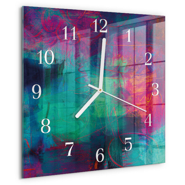 Square wall clock Colorful Painting