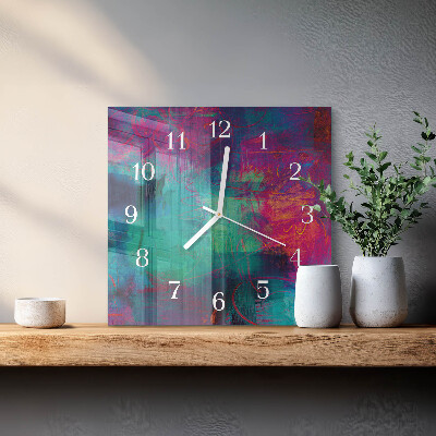 Square wall clock Colorful Painting
