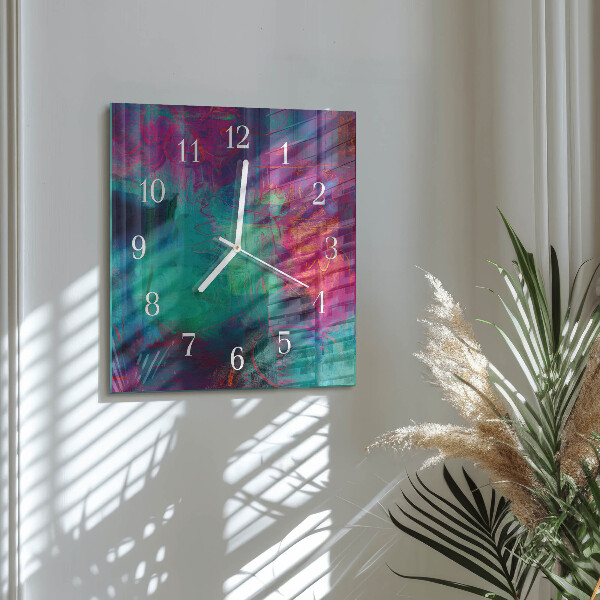 Square wall clock Colorful Painting