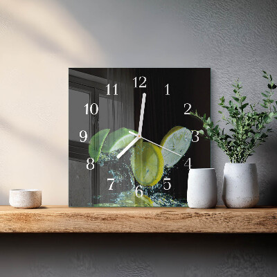 Square wall clock Lemon and Lime