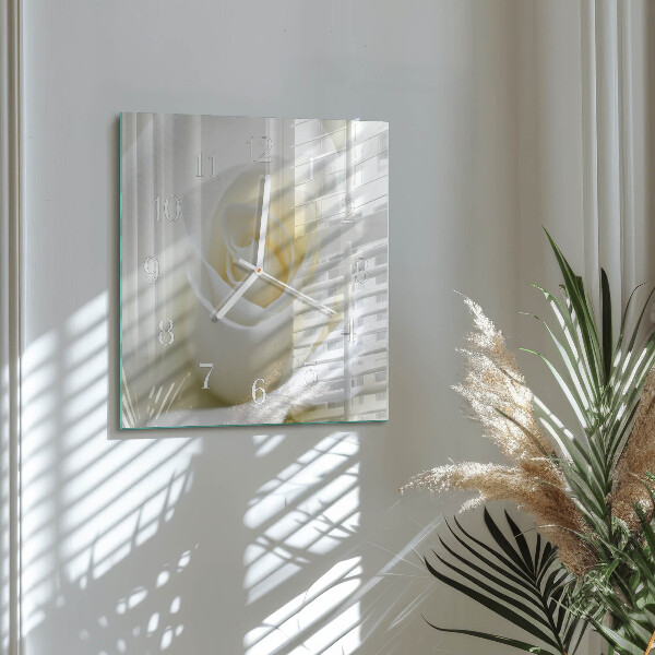 Square wall clock White Rose